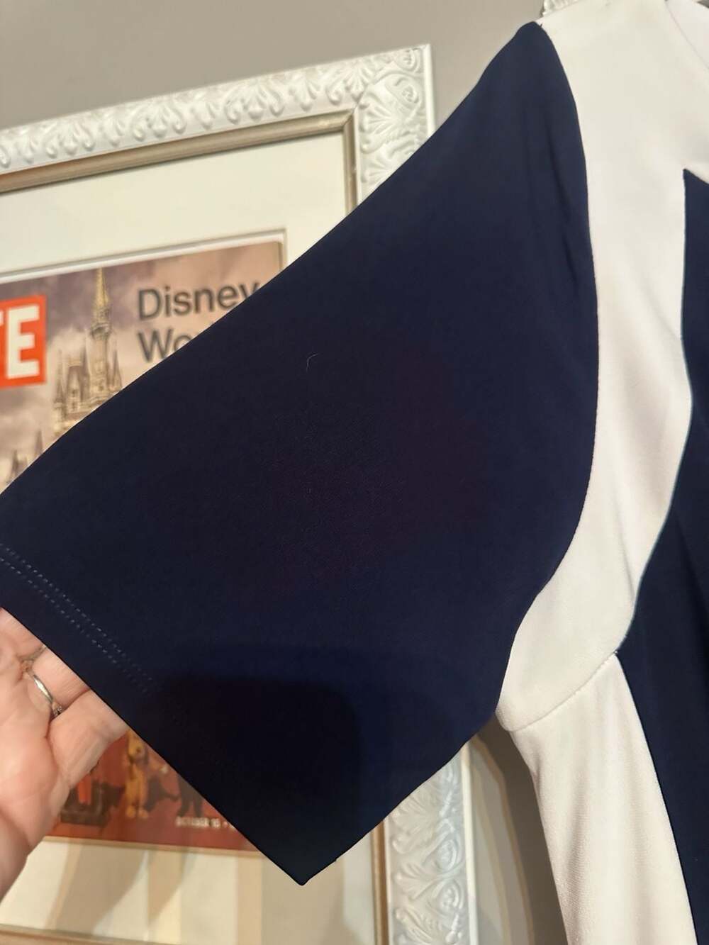 Glamour Navy and White Colorblock Midi Dress with Side Ruched Detail - Picture 6 of 8